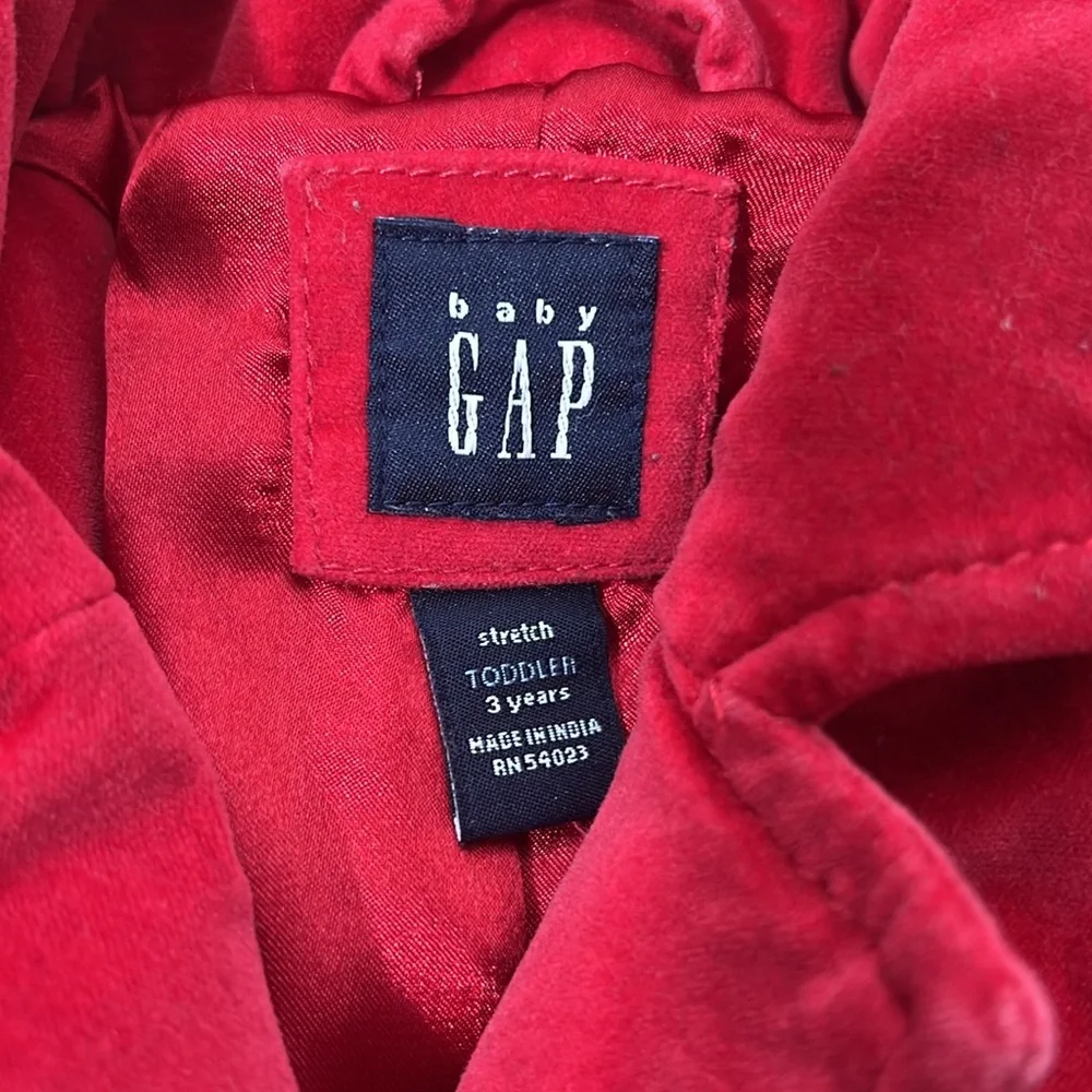 Baby Gap Red Velour Holiday Jacket Size 3‎ Toddler